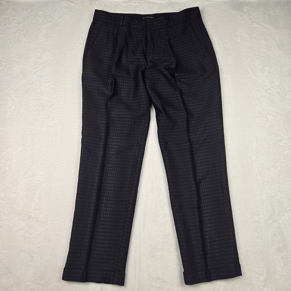 Banana Republic Women's Avery Black Purple Pants Size 4 Patterned‎